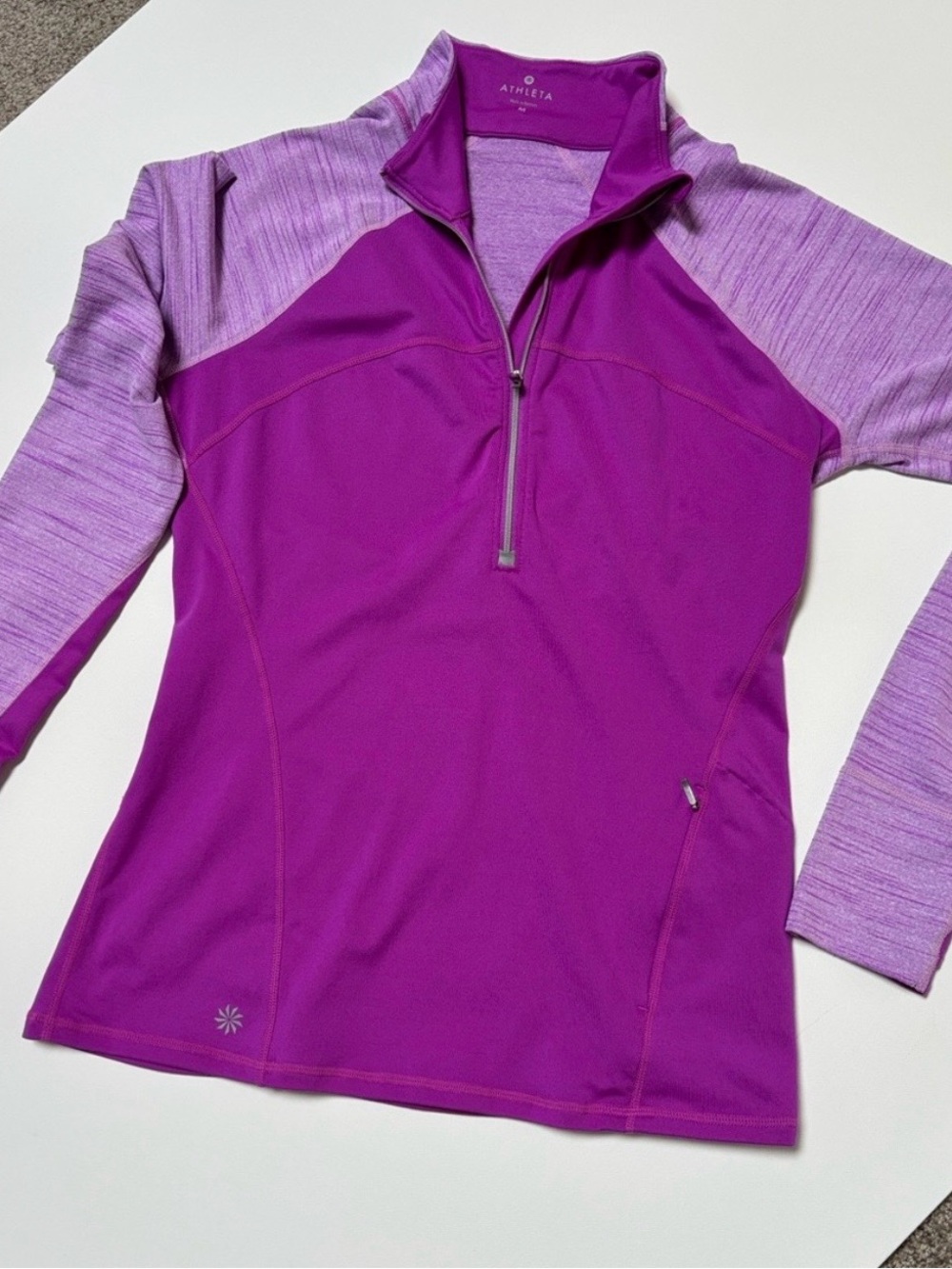 Athleta Running Wild Half Zip 2.0 Jazzy Purple Heather Medium
